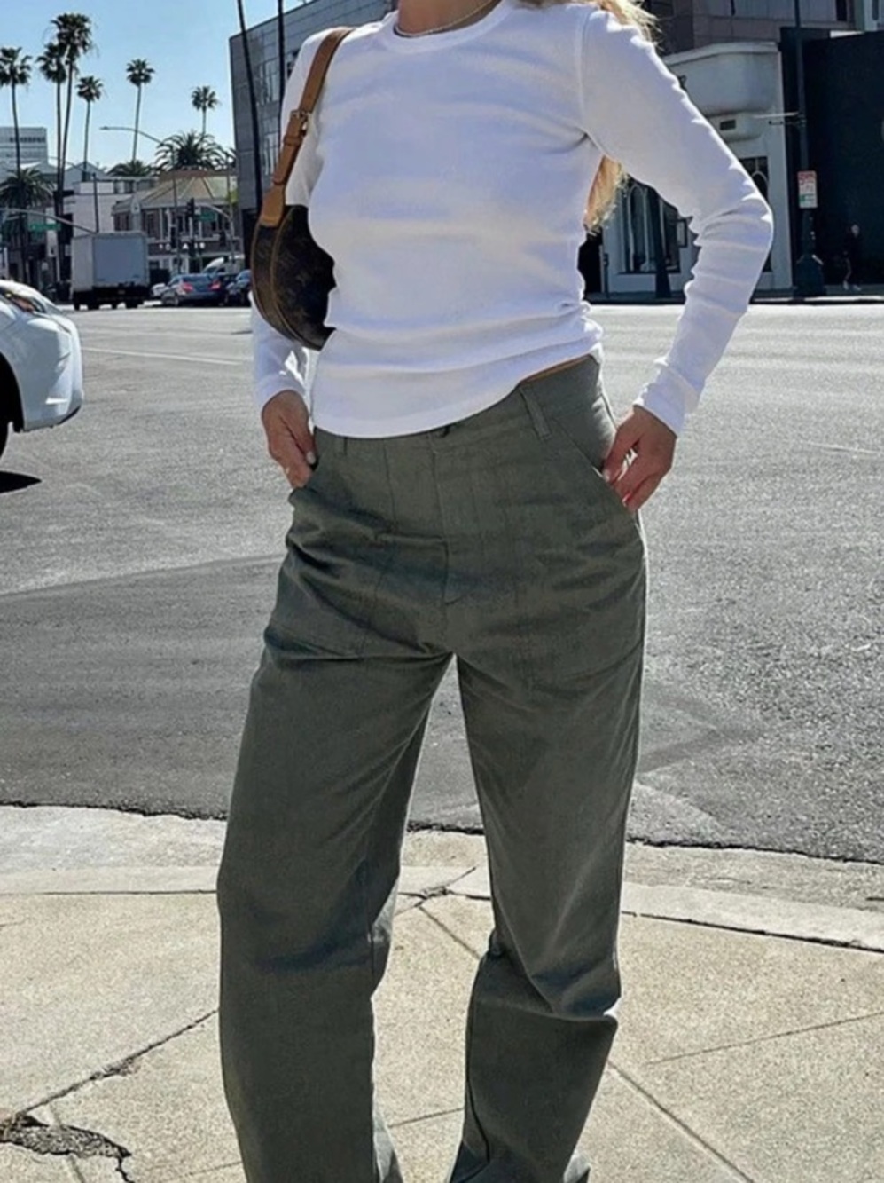 Djerf Avenue Go To Pants Green Straight Leg Pants Green S